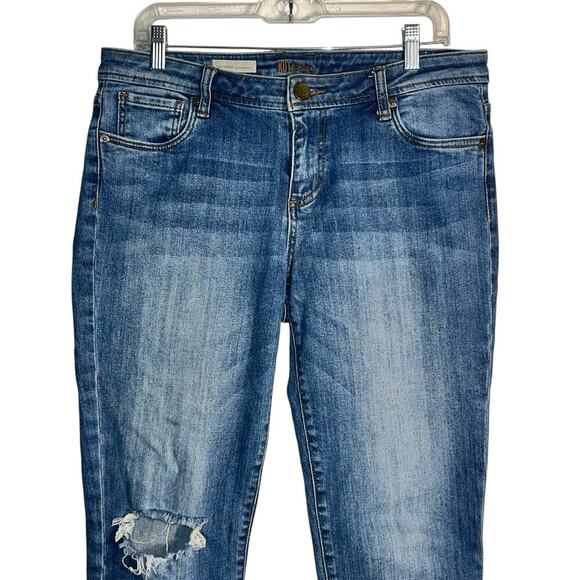 KUT from the Kloth Catherine Slim Boyfriend Jeans Size 10 Distressed Cropped - Picture 2 of 7